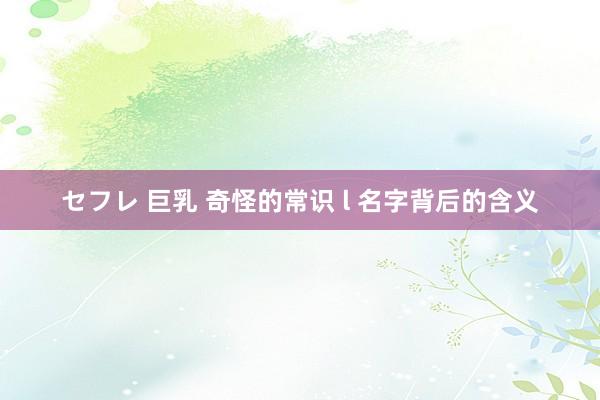 セフレ 巨乳 奇怪的常识 l 名字背后的含义