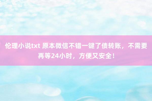 伦理小说txt 原本微信不错一键了债转账，不需要再等24小时，方便又安全！