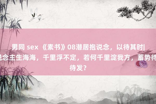 男同 sex 《素书》08潜居抱说念，以待其时|东说念主生海海，千里浮不定，若何千里淀我方，蓄势待发？