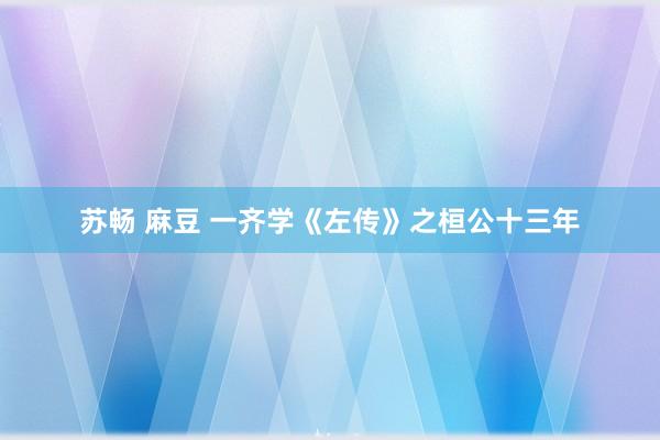 苏畅 麻豆 一齐学《左传》之桓公十三年